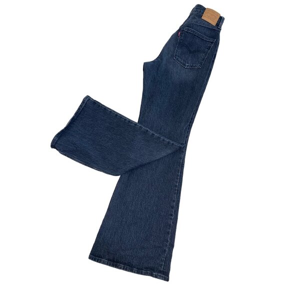 Levis 70s High Rise Flare Jeans Womens 26 Black Wide Leg Relaxed Fit Western - Picture 13 of 16
